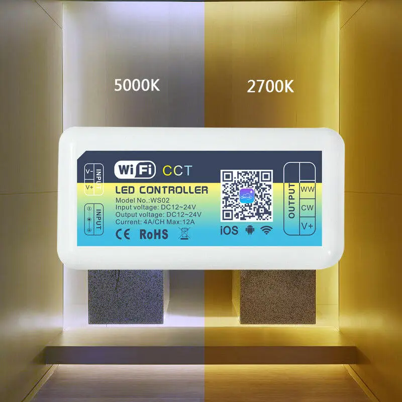 24 В 5 м 10 двойной цвет CRI&gt 95 SMD2835 CCT светодиодные полосы света музыка WiFi alexa