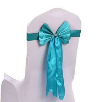

200pcs Satin Chair Covers Sashes Bands Free Chair Bowknot Ribbon Wedding Banquet Chair Back Decoration wen6682