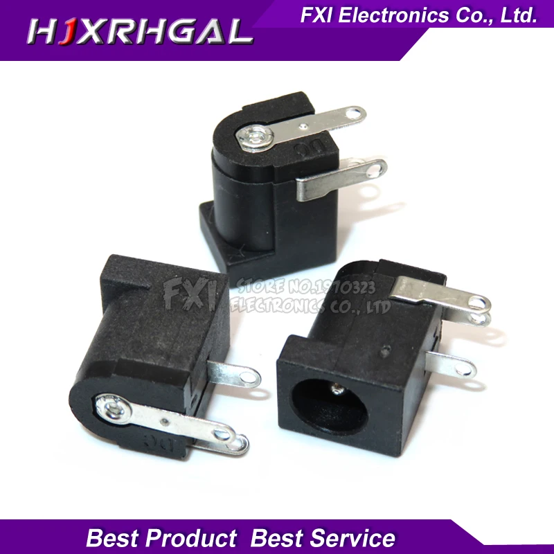 

100Pcs DC-005 Black and White DC Power Jack Socket Connector DC005 5.5*2.1mm 2.1 socket Round the needle new