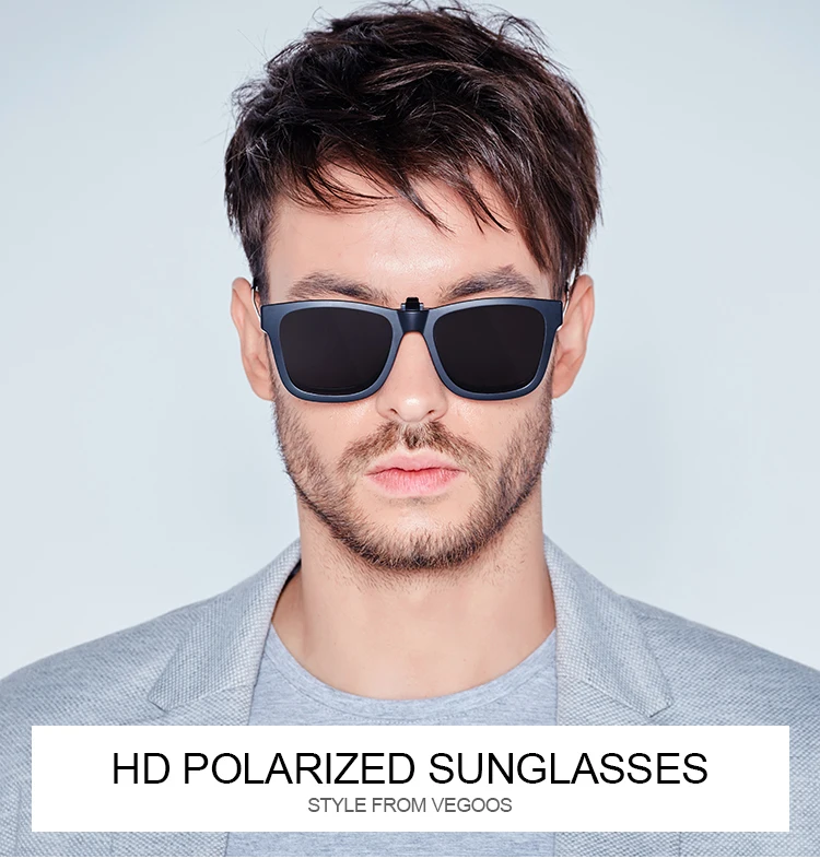 VEGOOS поляризационные солнцезащитные очки на застежке для мужчин и женщин, защита от уф400 лучей, светильник, солнцезащитные очки, очки по рецепту# JP2145