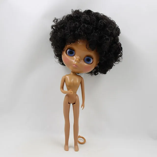Ледяная фабрика blyth кукла голова licca тело темная кожа афро кудрявые волосы 1/6 30 см, голова слишком свободная - Цвет: nude doll
