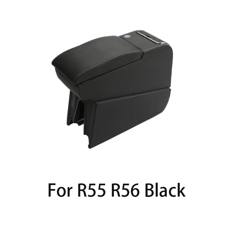 Автомобильная Центральная консоль подлокотник коробка контейнер кожаный ящик для хранения для мини Coorper One d JCW F55 F56 R55 R56 R60 аксессуары - Название цвета: R55 R56 Black