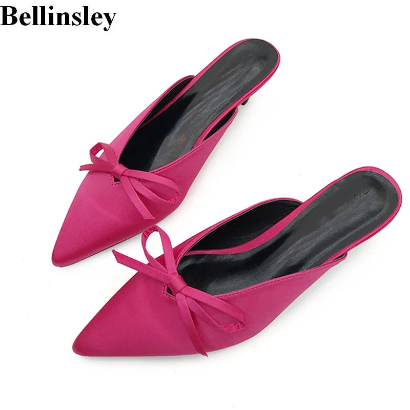 ladies slippers with a small heel