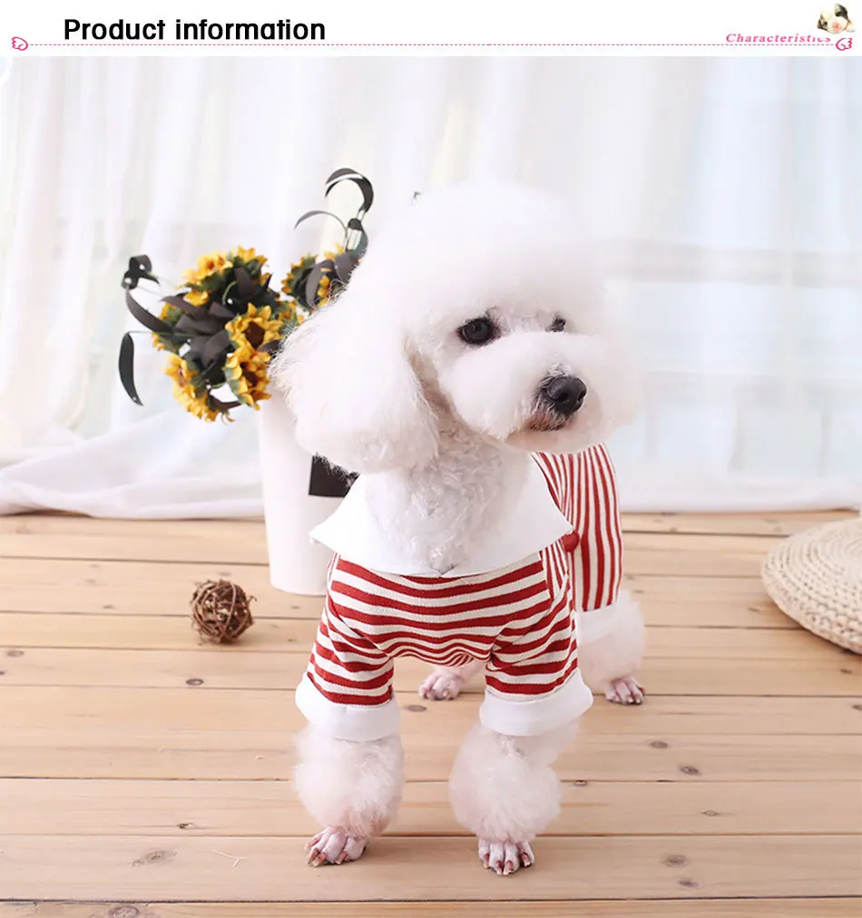 RFWCAK Весенняя хлопковая собачка одежда для маленьких свитер для собак Щенок Чихуахуа полосатая футболка костюм для Мопсов, французских бульдогов пуделя