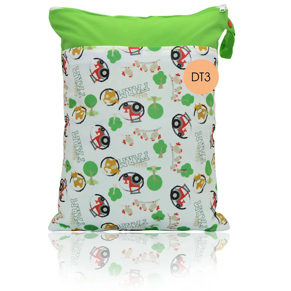 Miababy два кармана Wetbag, мешок для подгузников, двойная молния с ручкой 40x29,5 - Цвет: DT3