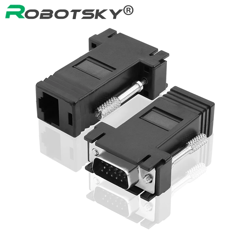 2 шт. RJ45 к VGA удлинитель штекер к локальной сети CAT5 CAT6 RJ45 сетевой Ethernet кабель Женский адаптер компьютер дополнительный переключатель конвертер