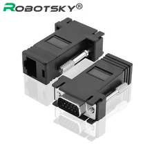 2pcs RJ45 to VGA Extender Male to LAN CAT5 CAT6 RJ45 Network Ethernet Cable Female Adapter Computer Extra Switch Converter