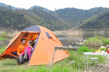 

Hot Selling Foldable Aluminum Pole Double Layers 4 Person Waterproof Family Tent, CZ-018 Big Camping tent