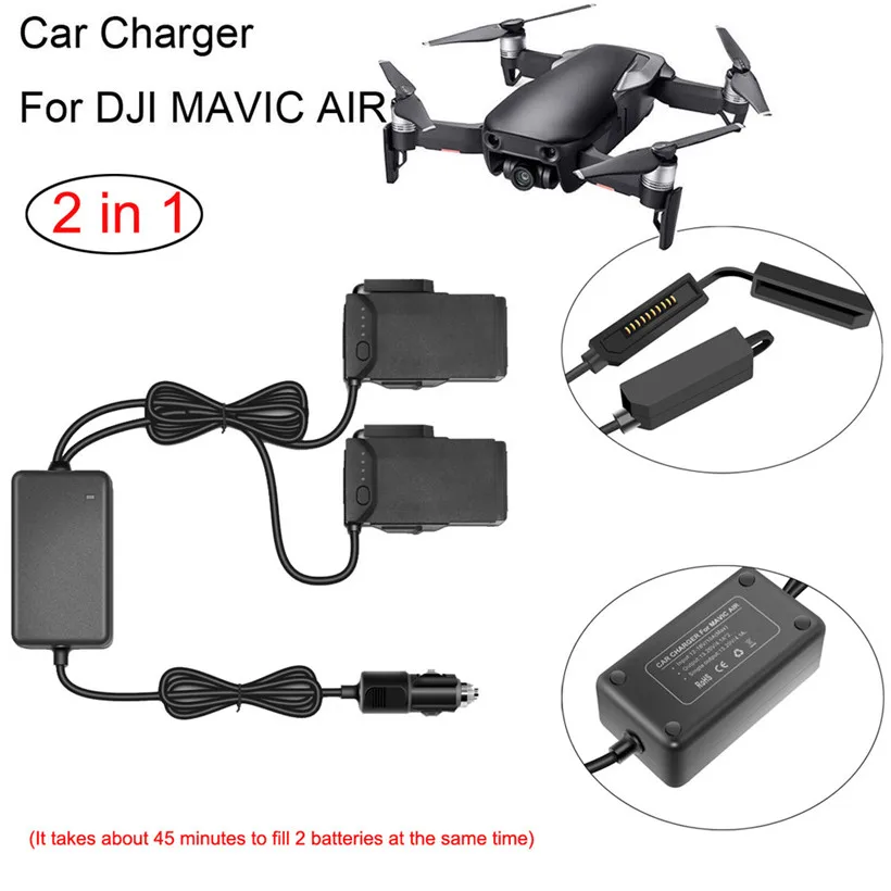 

CARPRIE Dual 2 Battery Power Car Fast Charger Adapter For DJI Mavic AIR Drone Accessory Part 180403 drop shipping