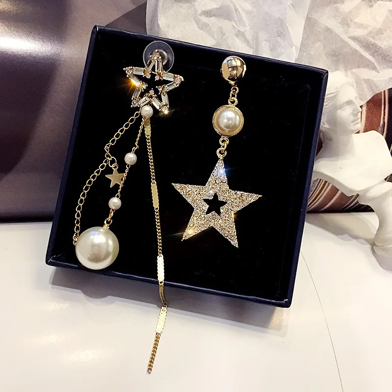 

Jewelry New Earrings Fashion Popular Asymmetrical Pentacle Female Temperament Personality Joker Earrings Wholesale