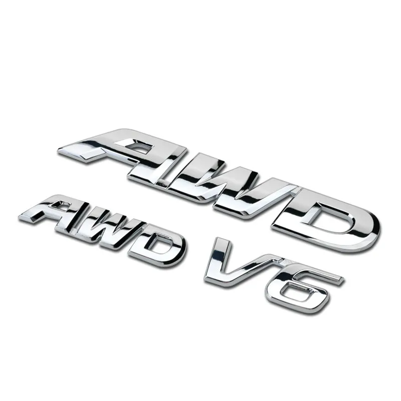 

Chrome Metal AWD V6 Trunk Emblem Mark Logo Car Styling Refitting 3D Sticker for Toyota Highlander Honda Crosstour CR-V Accord