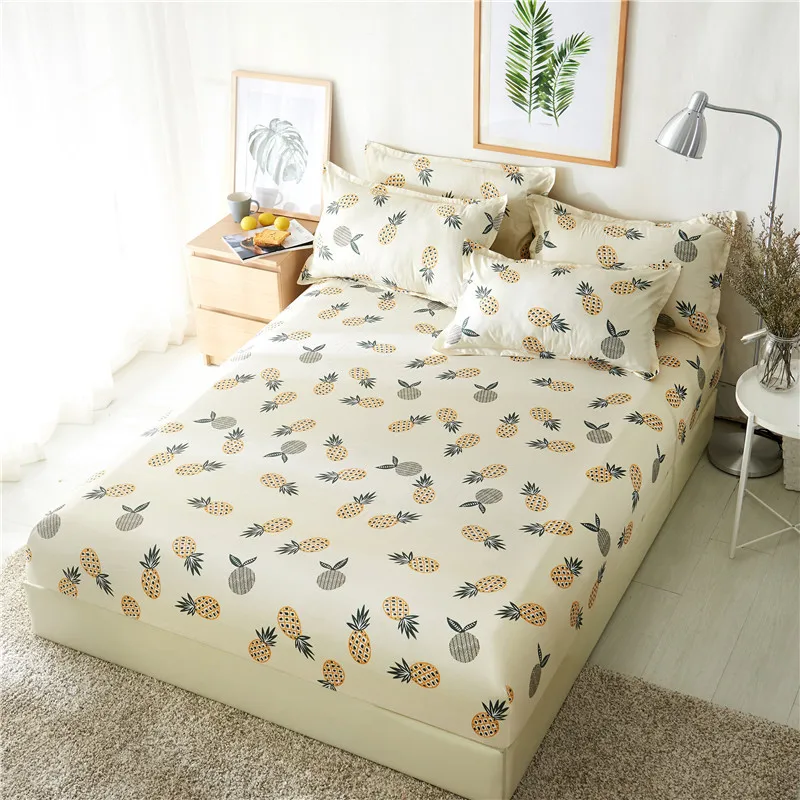 1pc Flowers pattern Printed Bedding Bed Sheets With Elastic 100% Polyester Fitted Sheets Mattress Cover Band Bedspread Bedsheet