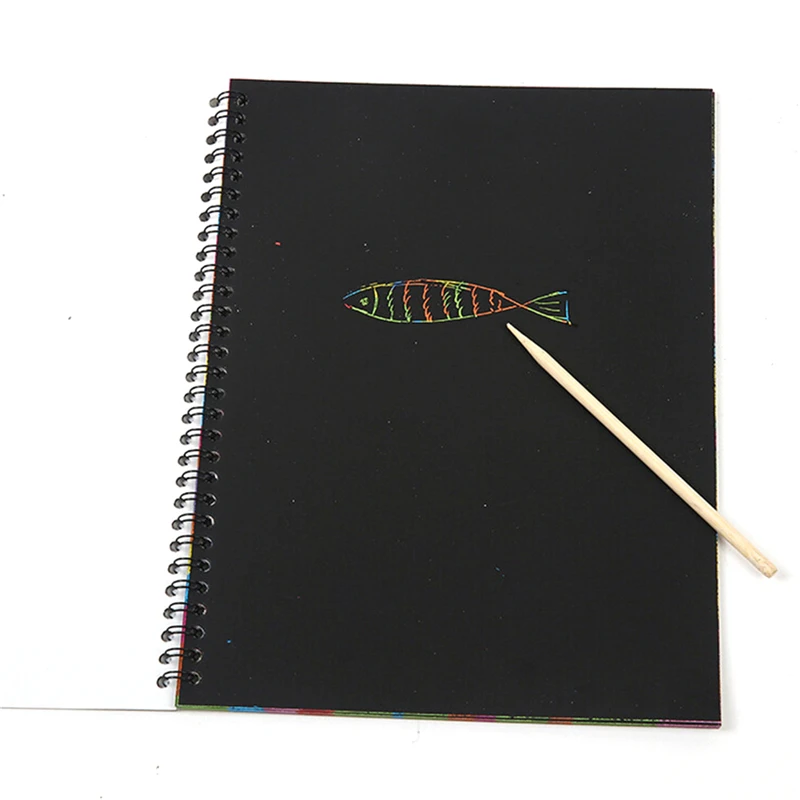 Cheap Sale Colorful Magic Scratch Drawing Art Painting Paper Notebook Kids Children Educational Learning Stick Toys 12.7cm X 17.2cm At All Costs Office & School Supplies
