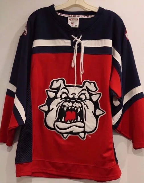 Vintage Fresno State Bulldogs Hockey Jersey Embroidery Stitched Customize any number and name