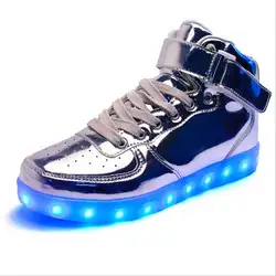 Большие Детские светодиодные кроссовки для девочек и мальчиков, USB зарядка, светящаяся обувь, детские спортивные кроссовки для бега