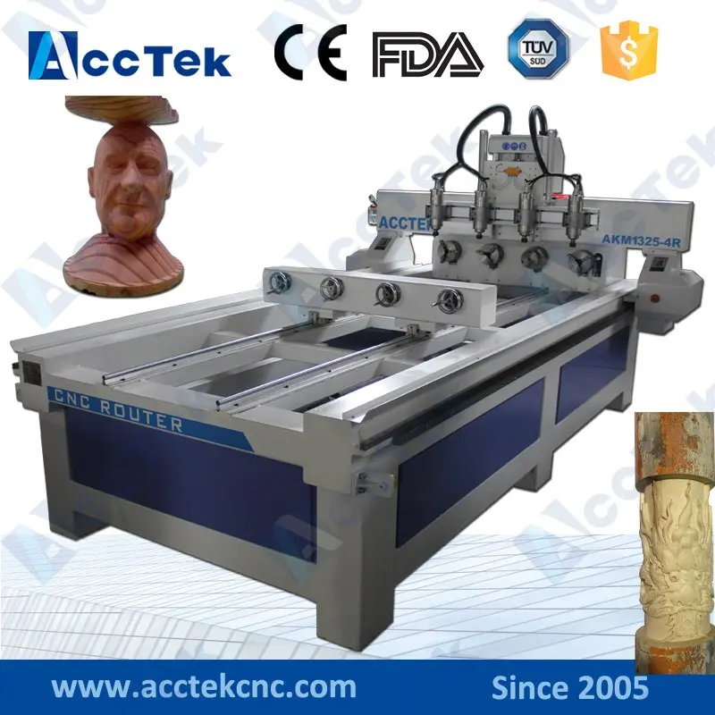 AKM1325 4R multi heads 4 axis rotary wood carving cnc router price,rotary cnc carving machinein