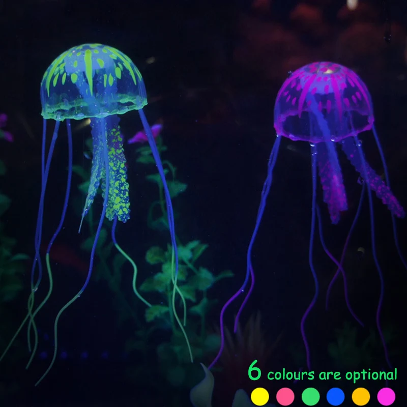 2019 New Popular Jellyfish Mini 1PC Glowing Effect Fish Tank Decoration Aquarium Artificial Silicone Ornament | Дом и сад