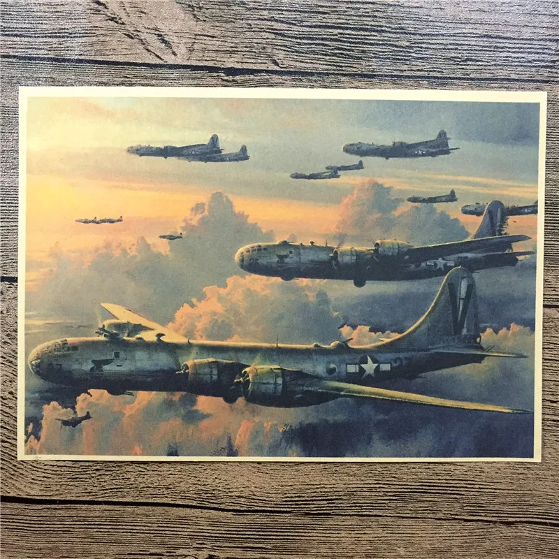 

Military air combat aircraft Living Room paint vintage poster Vintage Kraft Paper Retro Wall Art Craft Sticker 42x30cm ZIP-0045