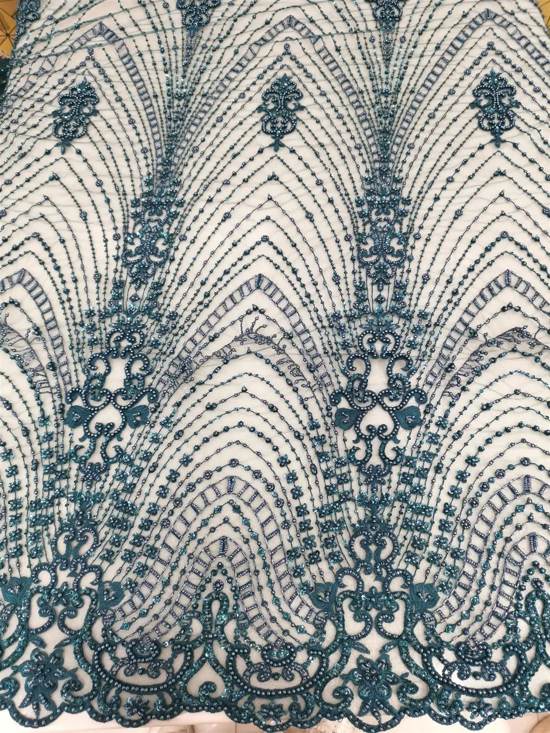 

NEW High Quality 2019 Tulle Beaded French Nigerian Lace Fabrics Pearls Embroidered Guipure African 3d Lace Fabric