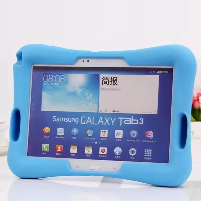 Чехол для samsung Galaxy Tab 4 10,1 T530 531 T535/Lenovo Tab 3 10,1 P5200 P5210 P5220, Мягкий силикон, резина, детский противоударный планшет чехол - Цвет: Синий