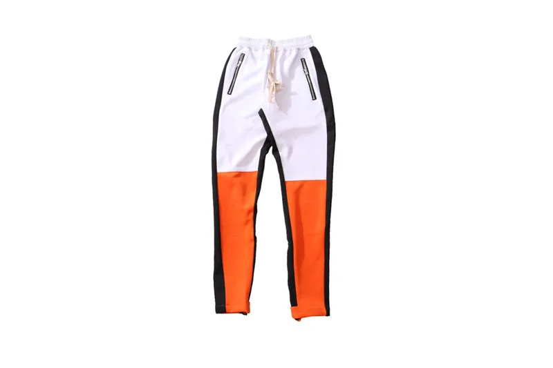Темные значки, эластичная талия, пэтчворк, облегающие мужские спортивные штаны, полная длина,, новая мода, высокие уличные штаны, мужские Оранжевые