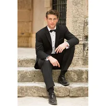 Black handmade wedding men suit a button notched lapel business groom mens dress suits slim terno masculino 2017 (jacket+pants)