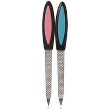 2 Designs Pink&Blue Nail File Metal Nail Art Buffer Nail Sandpaper Block Stainless Steel File Pedicure Manicure tool NF-C005A-B