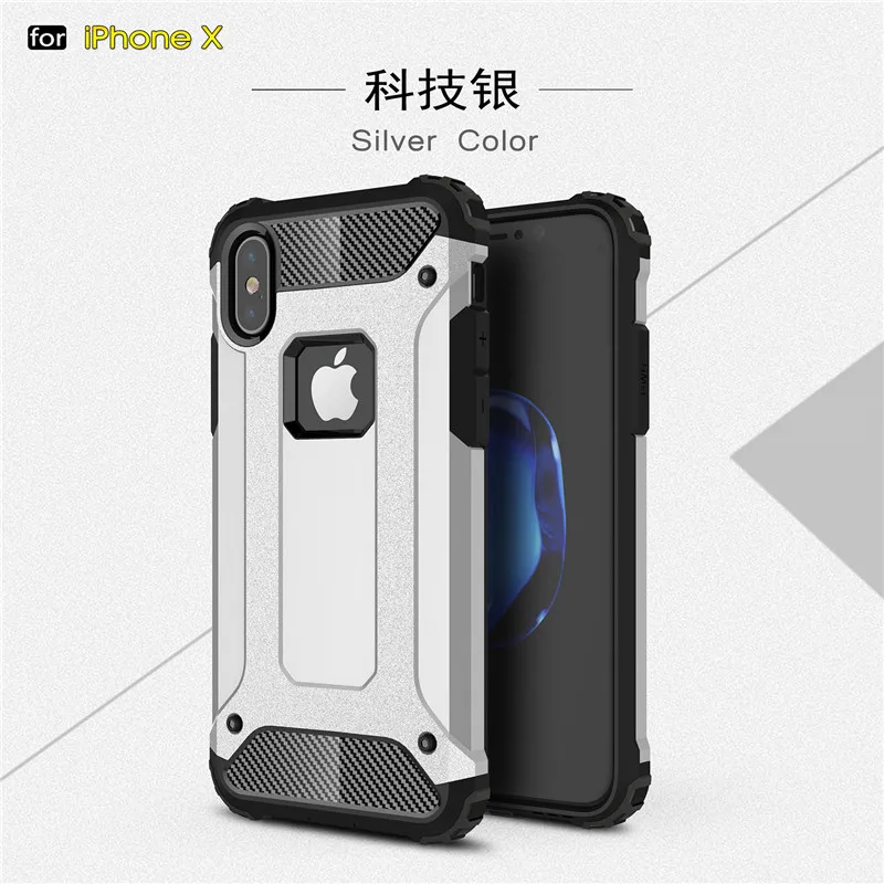 HereCaseStrong Hybrid Tough Shockproof Armor Phone Back Case for iPhone X 8 8 Plus Hard Rugged Impact Phone Protective Cover Funda (1)