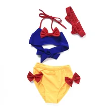 Купальный костюм для девочек; Детские купальники из двух предметов; комплект бикини с раздельными вырезами; купальный костюм с бантом