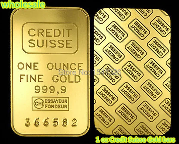 

free shipping 50 pcs/lot 1 oz. Gold Bar - Credit Suisse - 99.99 Gold plated Swiss bank Credit Suisse Gold Bar