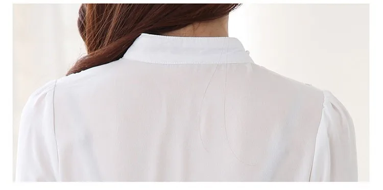 Новое поступление размера плюс белая шифоновая рубашка с длинным рукавом Женская Корейская Кружевная блуза с бисером женская одежда 602F15