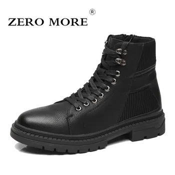 

ZERO MORE Mens Boots Lace Up Zipper High Top Casual Shoes Men British Autumn Fashion Ankle Boots Men Round Toe Men Boots Metal