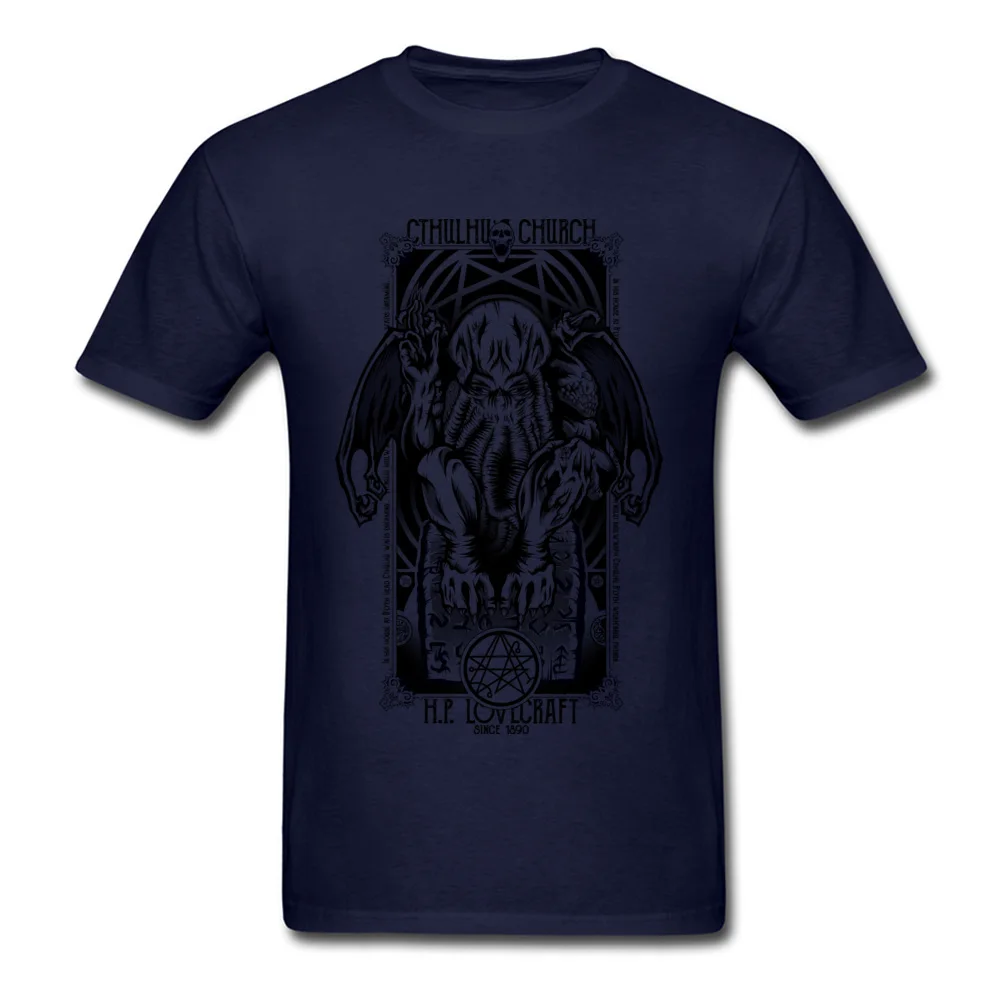 Cthulhus Church O Neck T-Shirt Autumn Tops Shirts Short Sleeve Coupons Cotton Europe Tops Shirt Design Men Top Quality Cthulhus Church navy