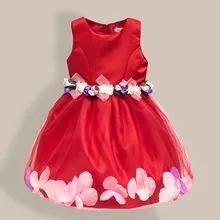 Новое модное блестящее платье с цветами на день рождения свадьбу стиль маленькой принцессы одежда для маленьких девочек платья из лайкры для детей