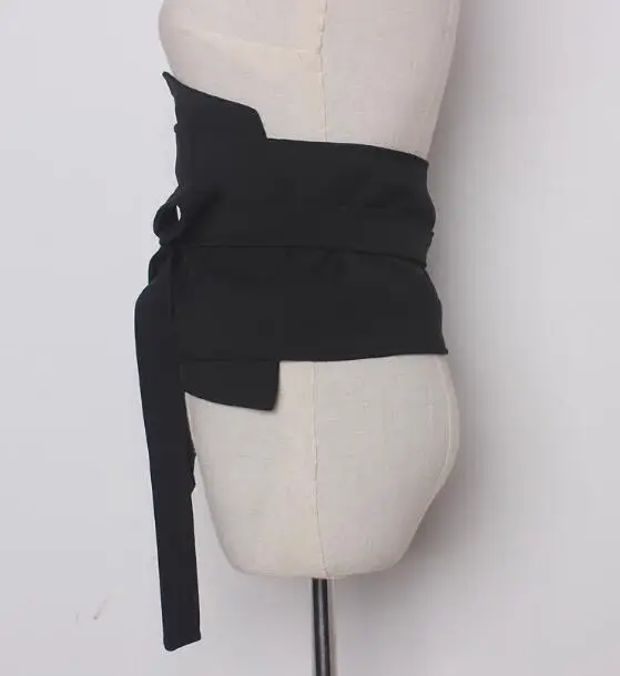 Женская подиумная Мода черная ткань широкие пояса Женская корейская мода украшения широкий пояс R886