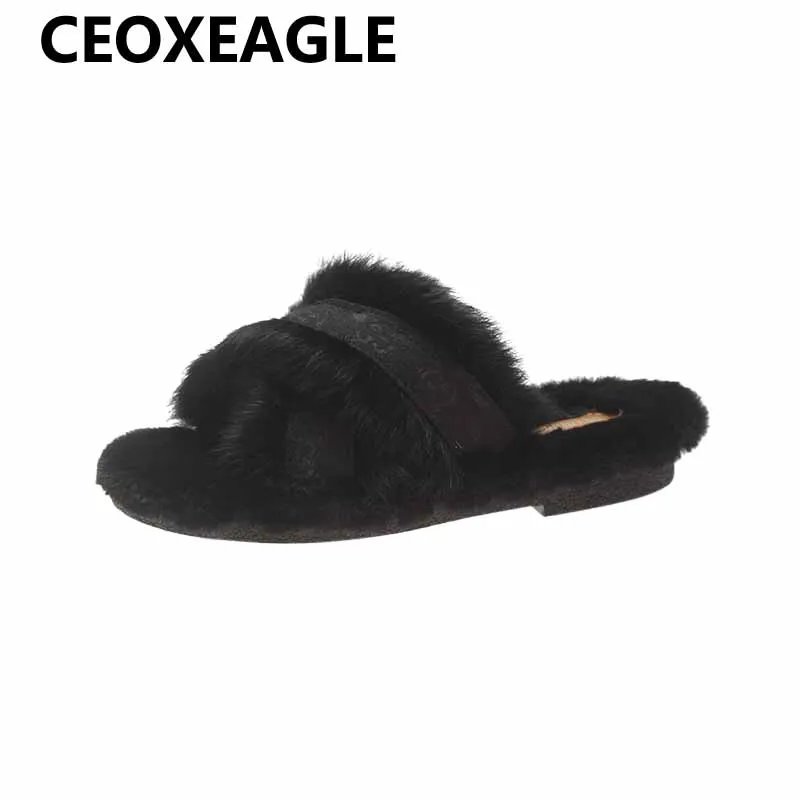Тапочки CEOXEAGLE женские домашние меховые теплые мягкие без застежки Симпатичная