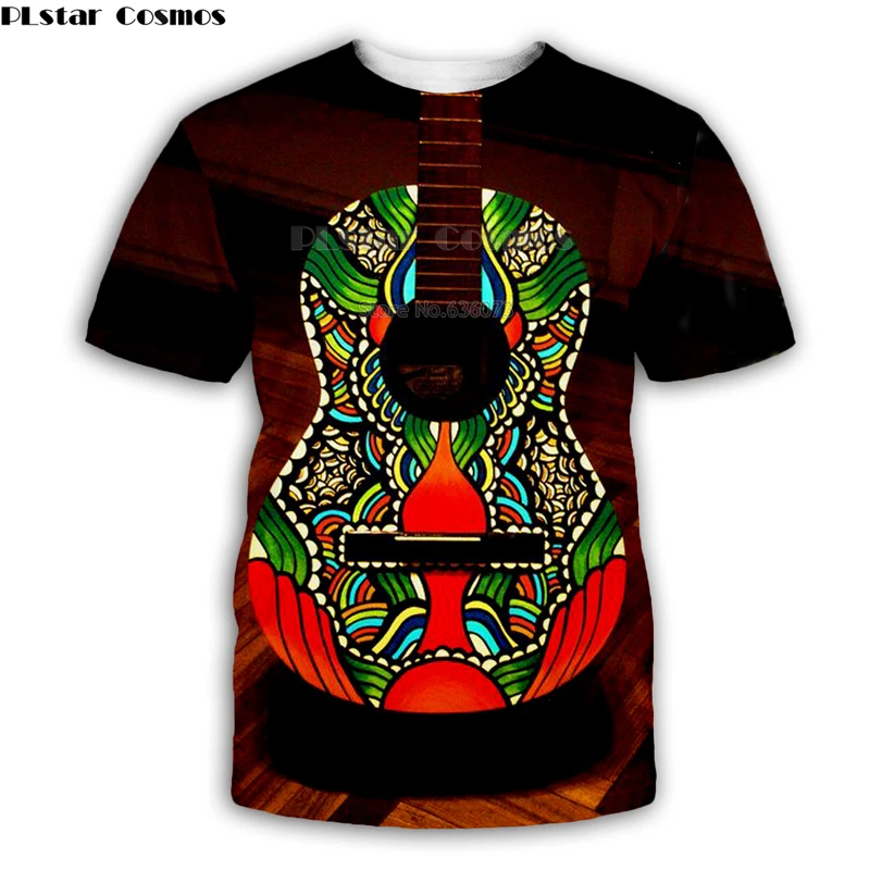 

Colorful Guitar art Musical instrument 3D full printing fashion t shirt 3D print hip hop style tshirt streetwear summer style