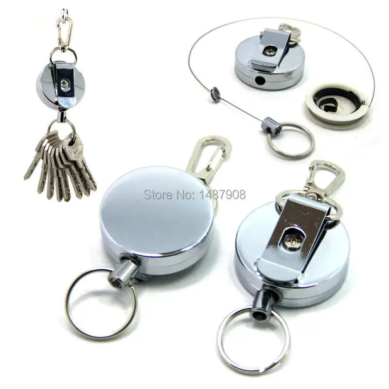 

SAMSFX 2 x Fly Fishing Zinger Retractor Retractable Reel Badge Holder Steel Cord Recoil Stopper Extractor Kayak Tools Holders