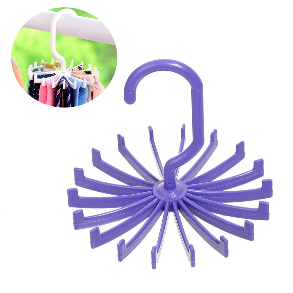 

1 PC Tie Scarf Hanger Holds Scarves Storage Rack Rotating Tie Organizer Tie Rack 18 Hooks 6 Colors 13.5x11.2cm
