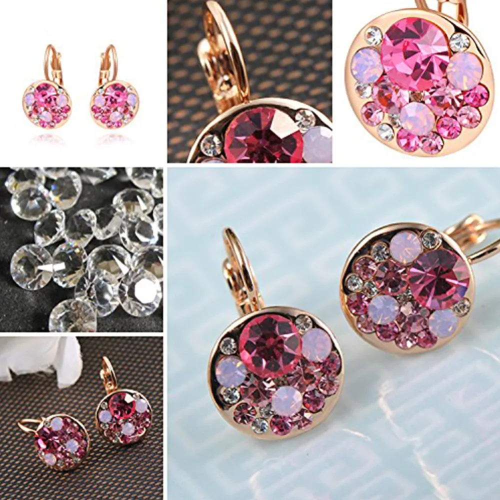 

Trendy Fashion Elegant Crystal Ear Clip Earrings Silver Rose Gold Earring Gifts for Women Girls
