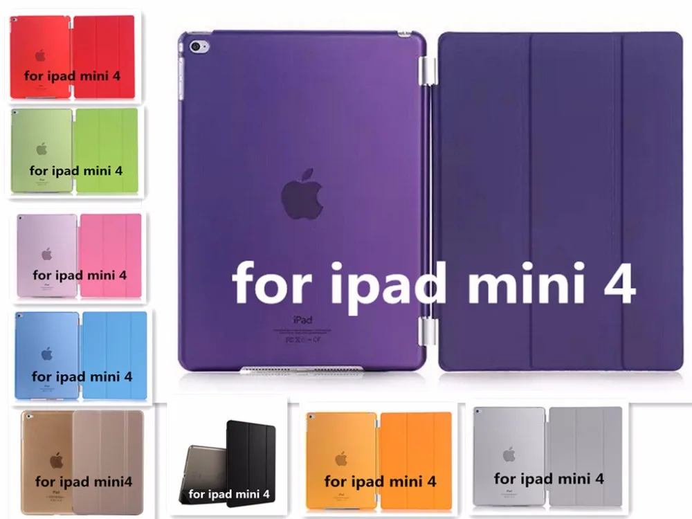 

Hot Case For ipad mini 4 case A1550`A1538 PU Leather Slim Magnetic Front Smart Cover Skin+Hard PC Back Sleep magnet - YCJOYZW