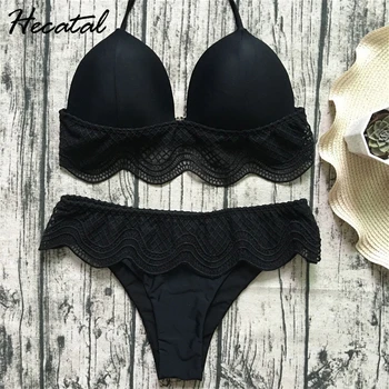 

Hecatal 2019 Solid Lace Sexy Swimsuit Women Low&High Waist Push Up Brazilian Bikini Vintage Bikinis Female maillot de bain femme