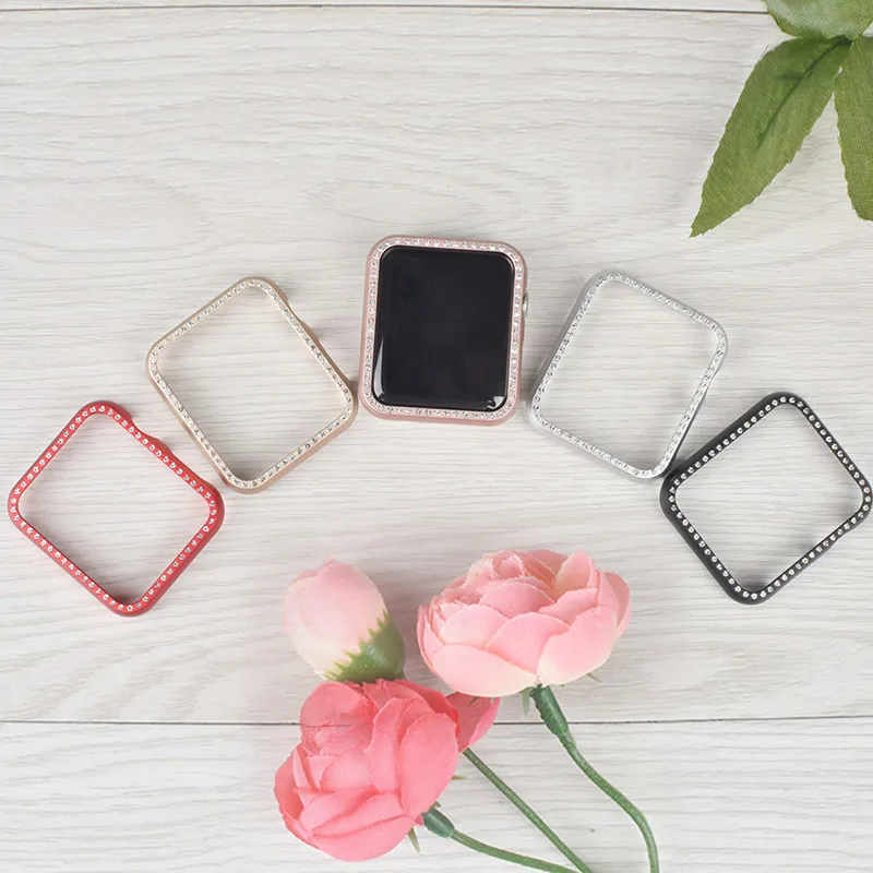 

EIMO luxury Diamonds Cover Case for Apple watch band 42mm 38mm iwatch series 3/2/1 Frame protective Metal Cases