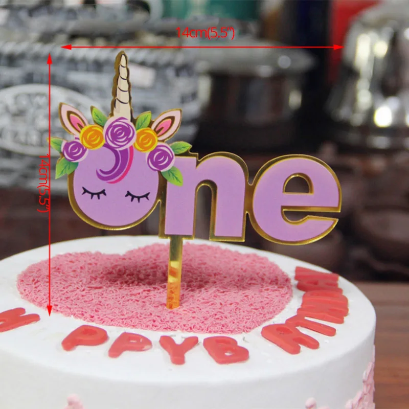 1pcs cake topper Вечерние украшения для торта в виде единорога, украшения для вечеринки в честь Дня Рождения, Детские радужные украшения в виде единорога, свадебные украшения, декор для детского душа - Цвет: 1pcs cake topper