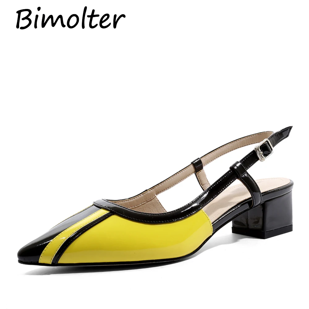Pompes En D'été Géométrique Femmes Bimolter Cuir Hauts 2019 Partie Pointues jaune Femme Chaussures Apricot Nouvelle Boucle Sandales De Nb064 Vache Talons 7wfttgqa