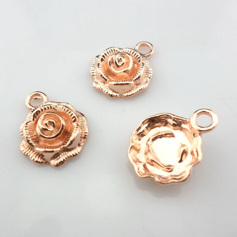 

20pcs Alloy Rose Gold Rose Flower Charms Pendants 14x17mm Jewelry Findings