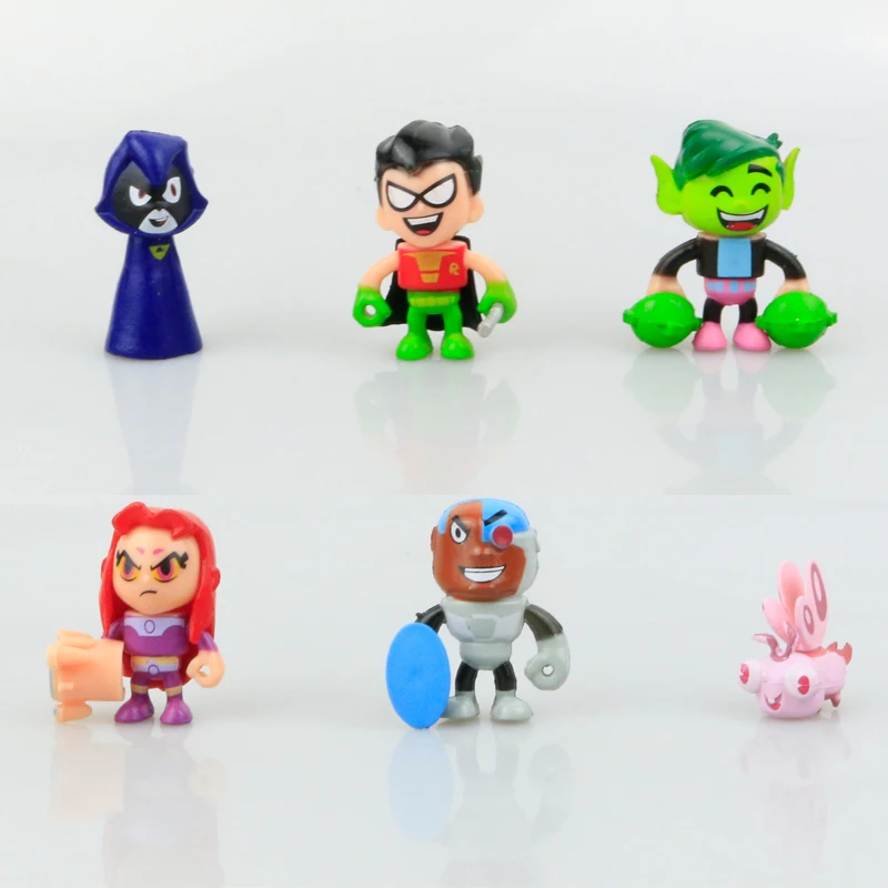 5-13CM Teen Titans Go Action Figures Toys Robin Beast Boy Raven Cyborg Titans Figure Toys for Children