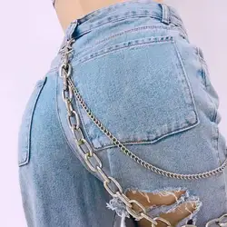 SKMY Sexy mid-waist с цепочками рваные джинсы для женщин 2019 мода nova уличная Клубные длинные синие джинсы