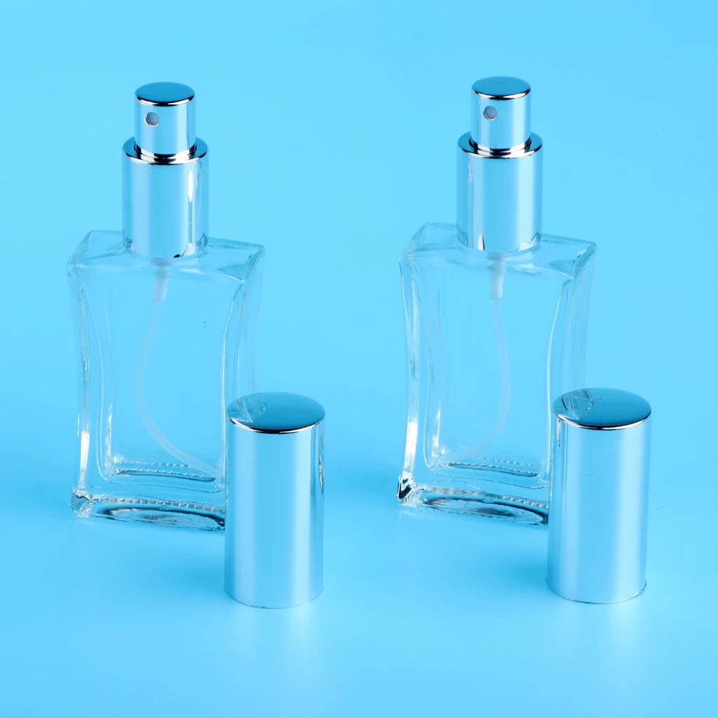 2Pcs Refillable Portable Frosted Glass Perfume Fragrance Bottle Aftershave Sprayer 50ml Highly Polished & Beautiful