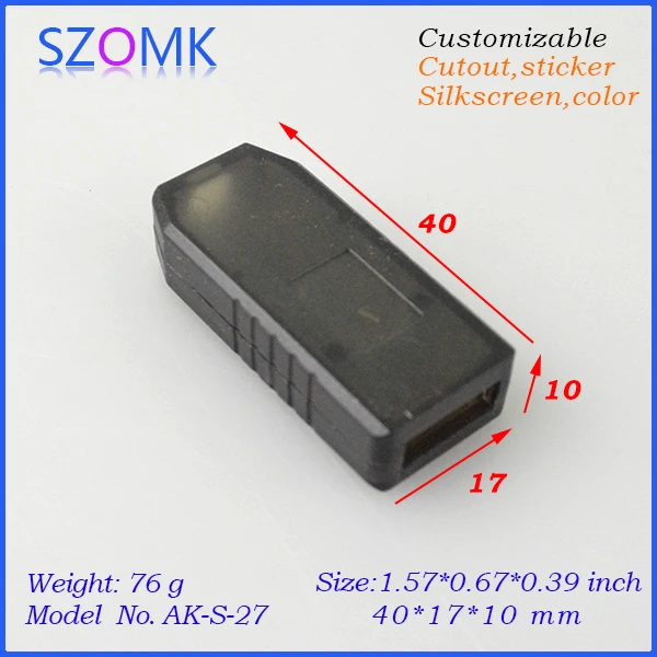 

2pcs/lot free shipping small plastic usb enclosure for electronics instrument housing 40X17X10 mm